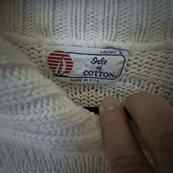 Isle Of Cotton Women’s Knit Sweater Size Large Tulips Flowers Made In USA Granny - Picture 2 of 7